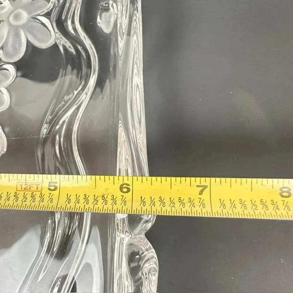 Celento Collection Fine Crystal Rectangle Serving Cake Tray Germany Floral Flowe